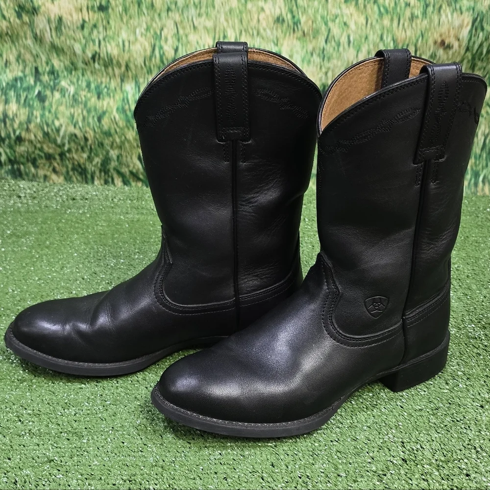 Ariat Heritage Roper Embroidered Leather Round Toe Mens Boots Size 7.5 LIKE NEW